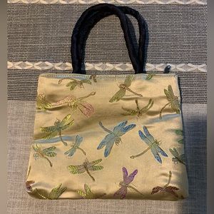 Clearance - Light Gold Satin Dragonfly Brocade Mini Bag